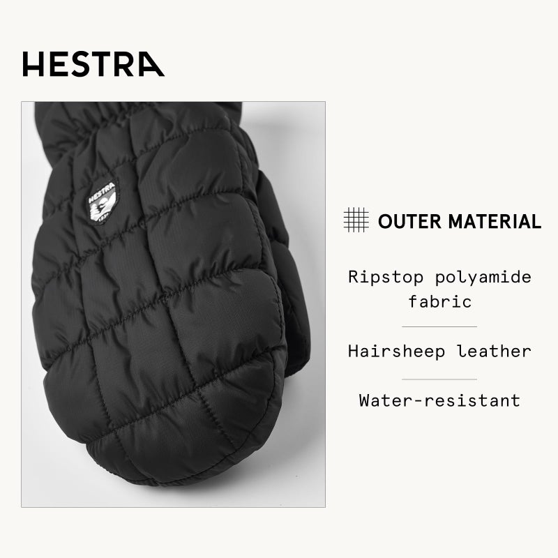 Hestra Extreme Cold Weather Winter Mittens Moon Primaloft Insulated Gloves, Black, 7 - Image 3